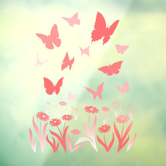 Pink Butterfly Decal Butterfly Flower Window Cling