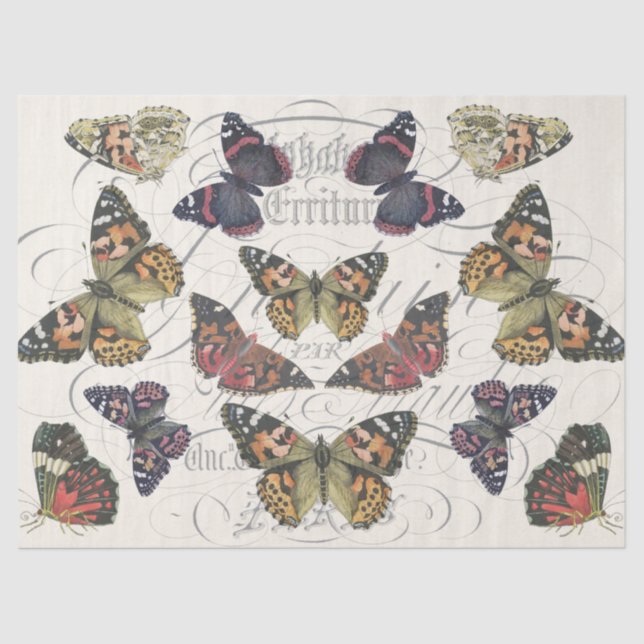 Pink Butterfly Decoupage Tissue Tissue Paper (Front)