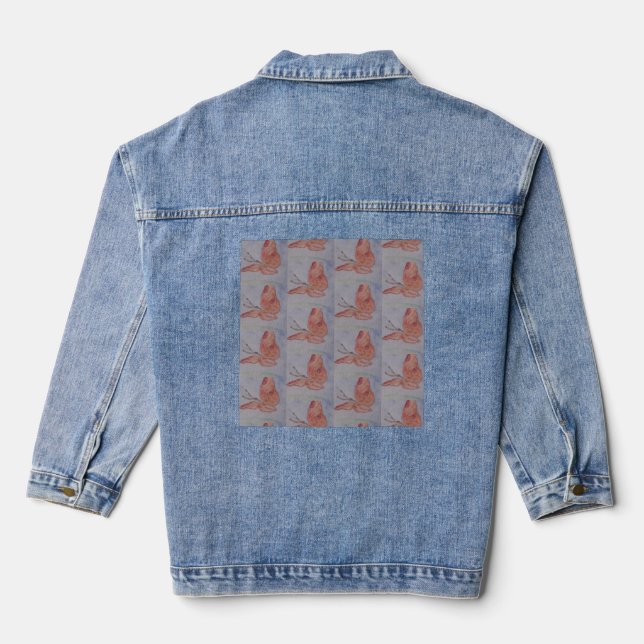Pink Butterfly  Denim Jacket (Back)