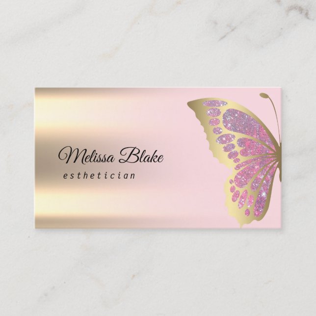 pink butterfly design business card (Front)