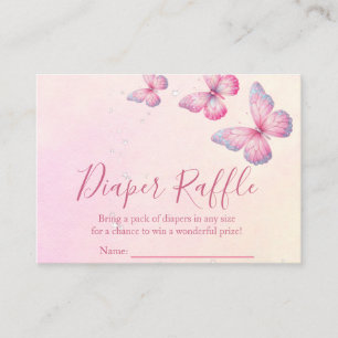 Pink Butterfly Diaper Raffle Enclosure Card