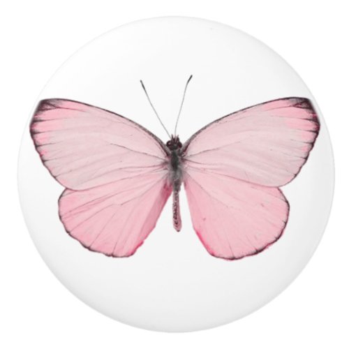 Pink Butterfly Drawer or Door Knob
