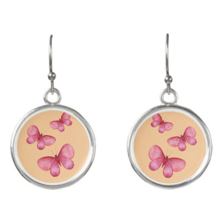 Pink Butterfly Earrings on Yellow BackgrouEarrings