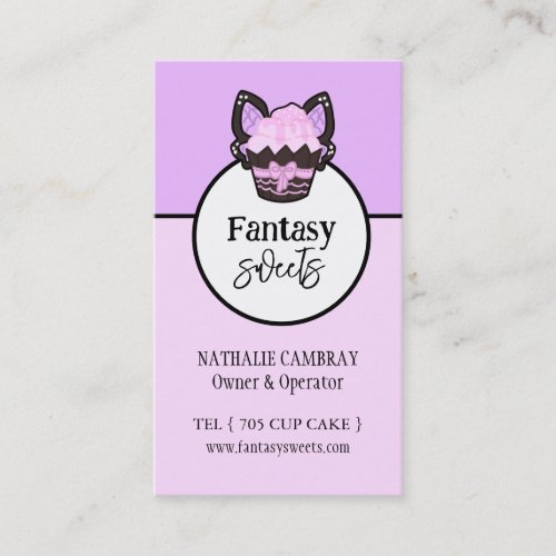Pink Butterfly Fantasy Cupcake Business Card