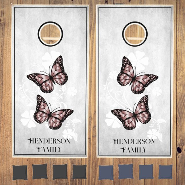 Pink Butterfly Floral Cornhole Set (Pink Butterfly Floral Cornhole Set)