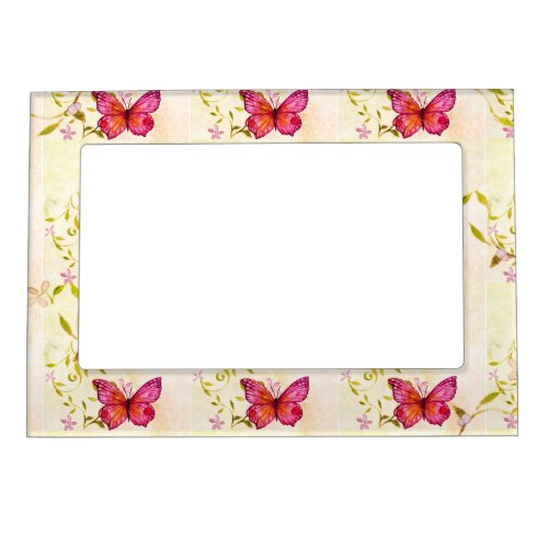 Pink Butterfly  Floral Custom Magnetic Frame