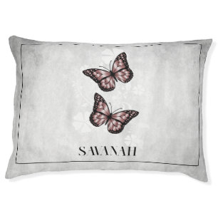 Pink Butterfly Floral Dog Bed