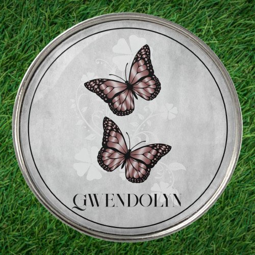 Pink Butterfly Floral Golf Ball Marker