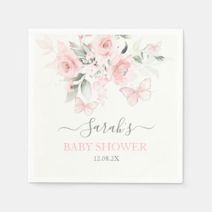 Pink Butterfly Floral Napkins