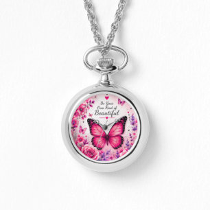 Pink Butterfly Floral Necklace for Women