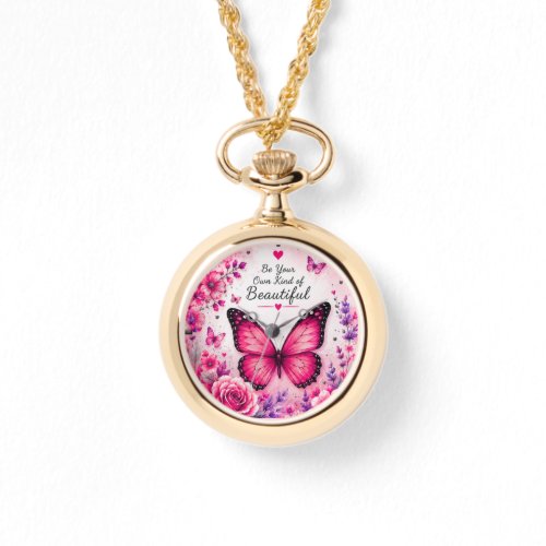 Pink Butterfly Floral Necklace for Women