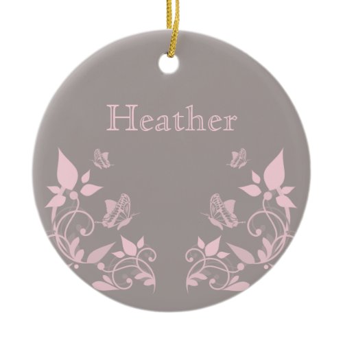 Pink Butterfly Floral Ornament
