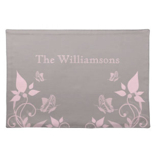 Pink Butterfly Floral Placemat