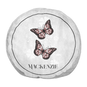 Pink Butterfly Floral Pouf