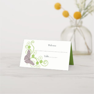 Pink Butterfly Floral Reception Place Card