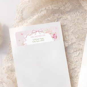 Pink Butterfly Floral Return Address Label