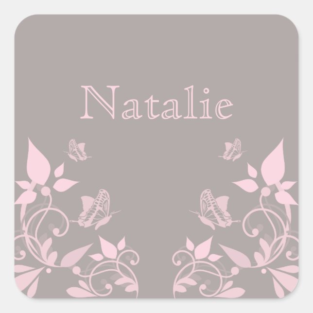 Pink Butterfly Floral Stickers (Front)