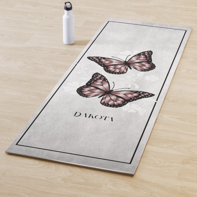 Pink Butterfly Floral Yoga Mat (In Situ)