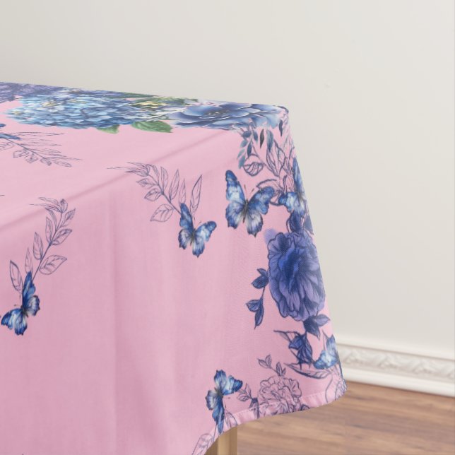 Pink Butterfly Flower Medow Tablecloth (In Situ)
