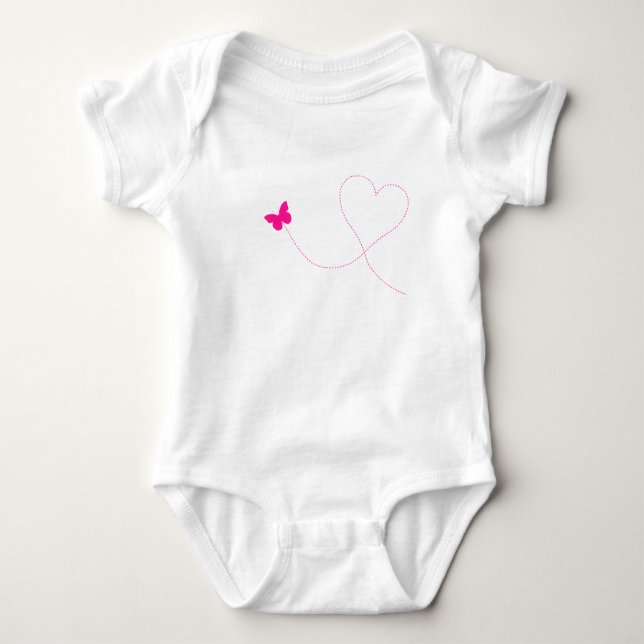 Pink Butterfly Flying Baby Bodysuit (Front)