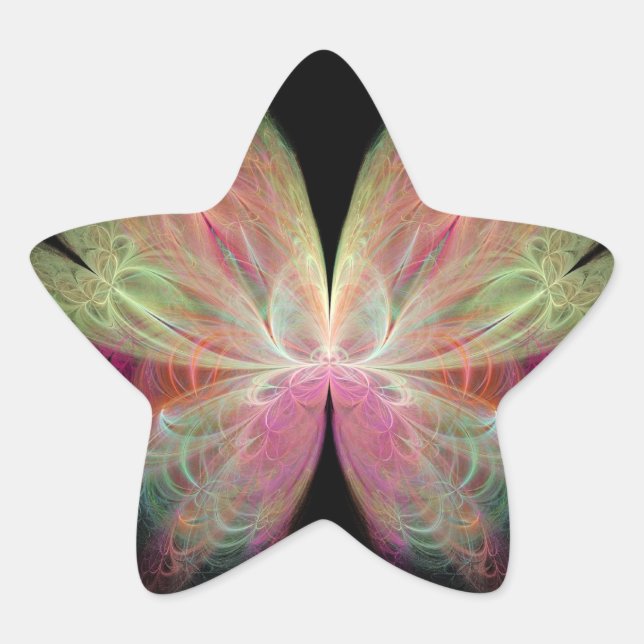 Pink Butterfly Fractal Star Sticker (Front)