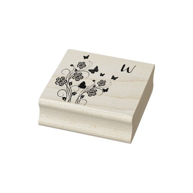Pink Butterfly Garden Personalized Rubber Stamp (Stamp)