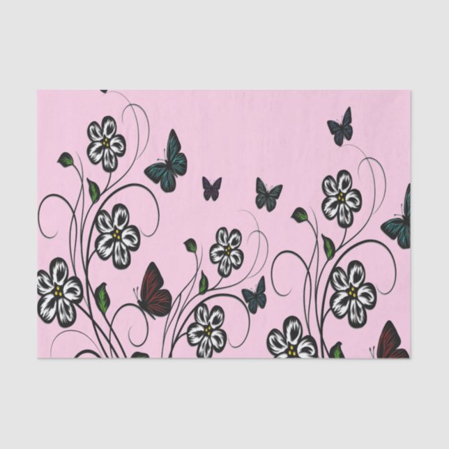 Pink Butterfly Garden Tissue Paper (Front)