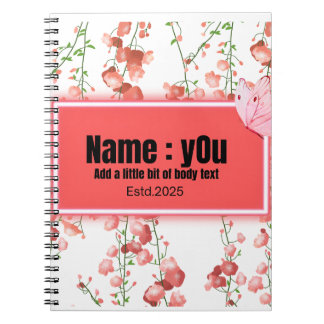 Pink butterfly Gardenia  Notebook