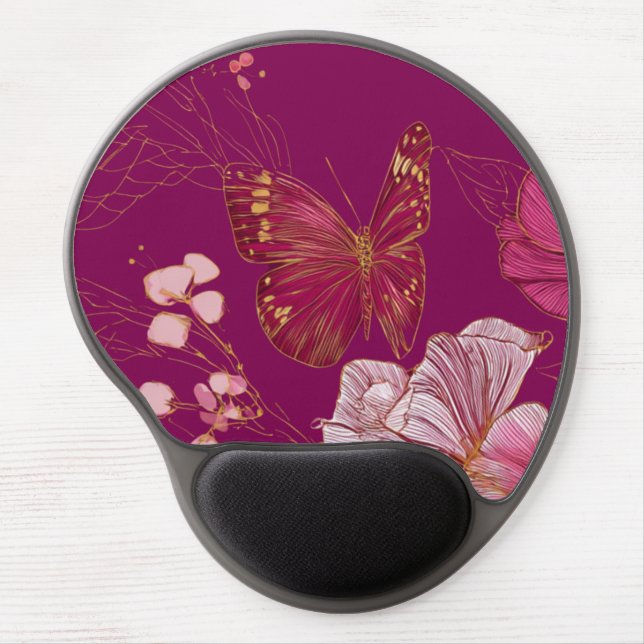 Pink Butterfly Gel Mousepad (Front)