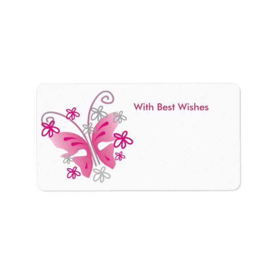 Pink Butterfly Gift Tags Best wishes
