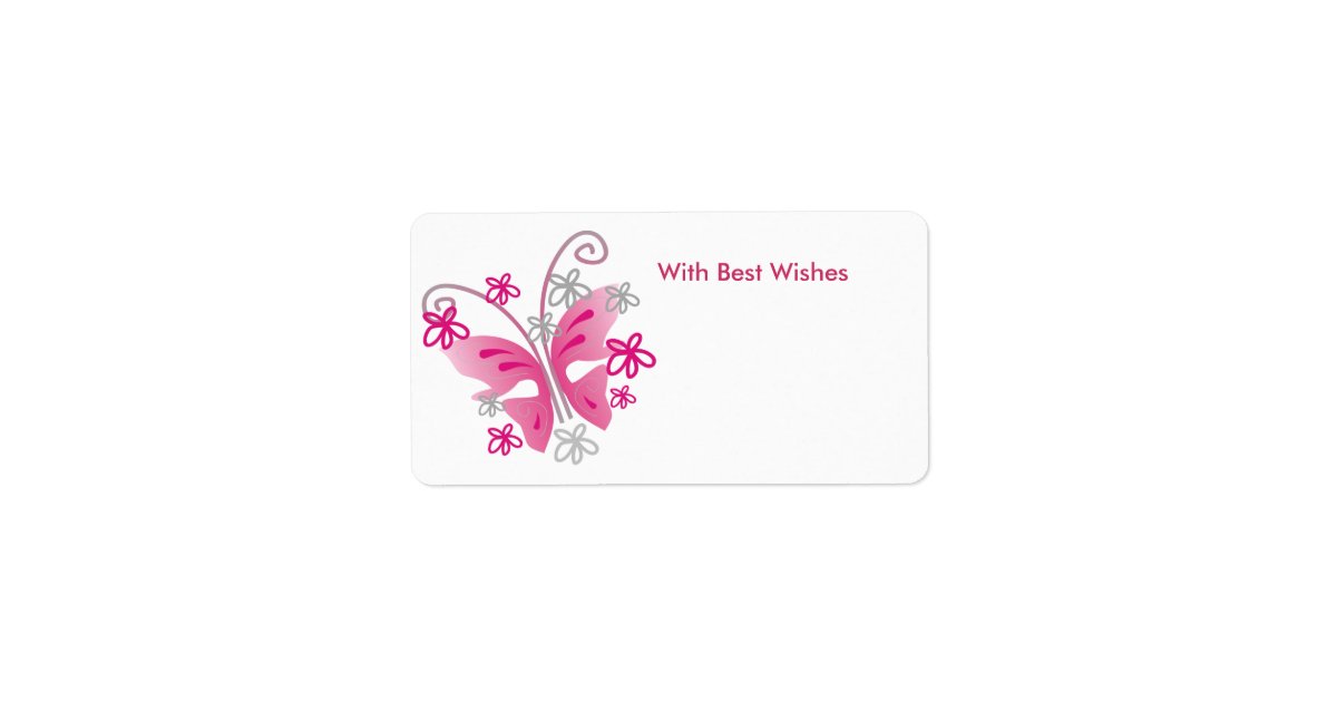 Pink Butterfly Gift Tags - Best wishes | Zazzle