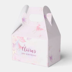 Pink Butterfly Girls Birthday Favor Box