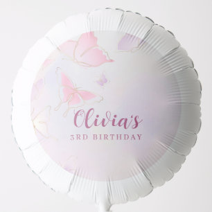 Pink Butterfly Girls Birthday Large Balloon