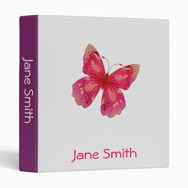 Pink butterfly girly cute art student folder (Front/Spine)