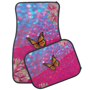 Pink Butterfly Girly Floor Car Mats
