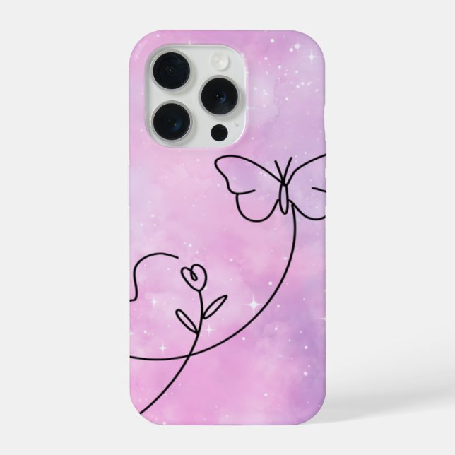 Pink Butterfly Heart Aesthetic Phone Case Design (Back)