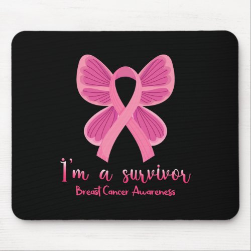 Pink Butterfly Heart I M A Survivor Breast Cancer  Mouse Pad