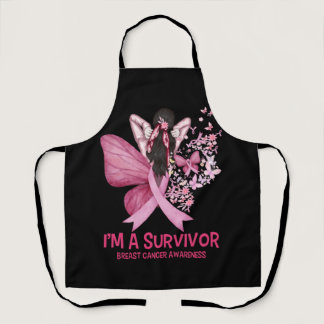 Pink Butterfly Heart I'm A Survivor Breast Cancer  Apron