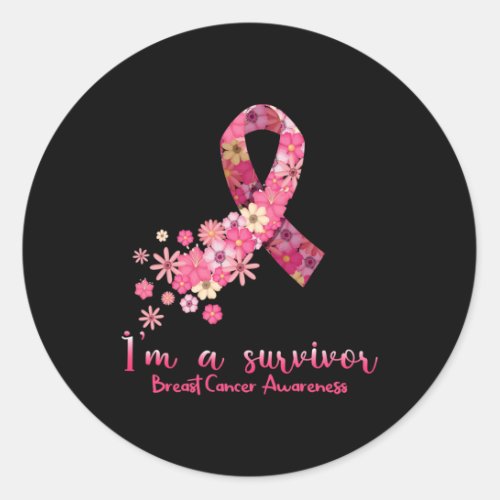 Pink Butterfly Heart Im A Survivor Breast Cancer  Classic Round Sticker