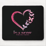 Pink Butterfly Heart I&#39;m A Survivor Breast Cancer  Mouse Pad