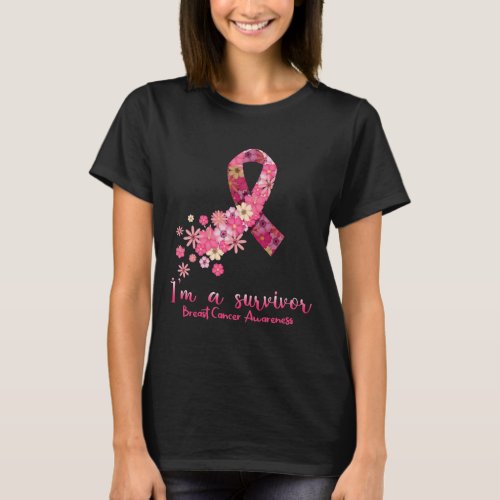 Pink Butterfly Heart Im A Survivor Breast Cancer  T_Shirt