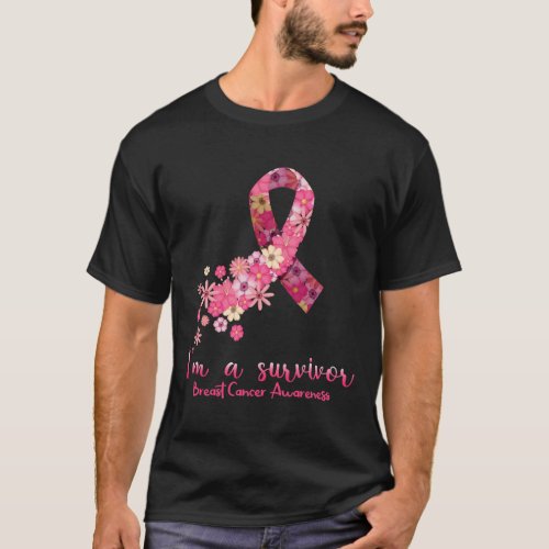 Pink Butterfly Heart Im A Survivor Breast Cancer  T_Shirt