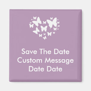 Pink Butterfly Heart Save The Date Magnet