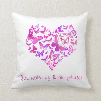 Pink Butterfly Heart Throw Pillow by BamalamArt at Zazzle