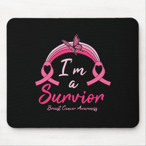 Pink Butterfly Im A Survivor Breast Cancer Awaren Mouse Pad