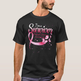 Pink Butterfly I'm A Survivor Breast Cancer Awaren T-Shirt