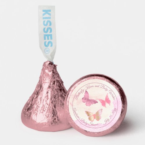 Pink Butterfly Kisses and Baby Wishes Baby Shower Hersheys Kisses