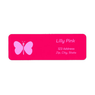 pink butterfly label