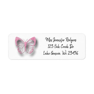 Pink Butterfly Label
