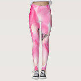 Fly Away to Be Happy Pink Shiny Butterfly Leggings